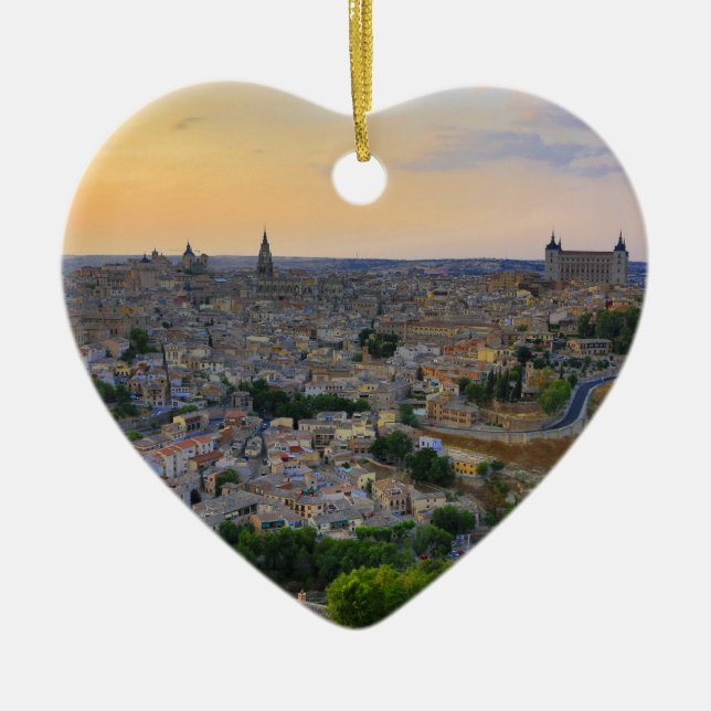 Sunset view of Toledo Spain Ceramic Ornament (Front)