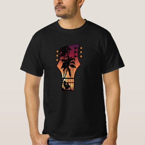 Sunset view on guitar head  T_Shirt