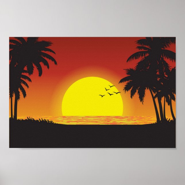 Sunset View On The Beach Poster (Front)