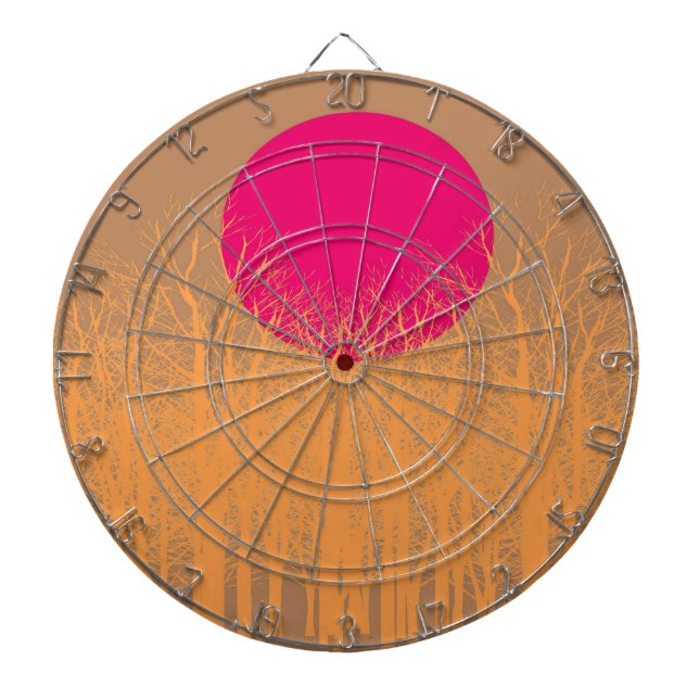 Sunset Vintage Dartboard With Darts (Front)