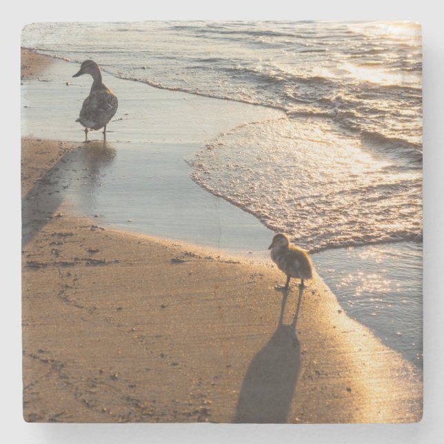 Sunset Walk With Mommy Stone Coaster (Front)