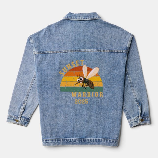 Sunset Warrior - Retro Sunset Mosquito Denim Jacket (Back)
