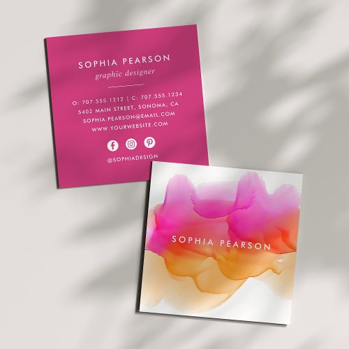 Sunset Watercolor Blot  Social Media Square Business Card