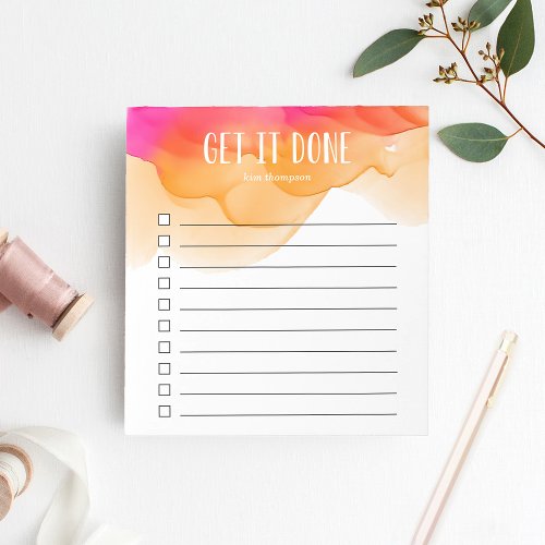 Sunset Watercolor Personalized To_Do List Notepad