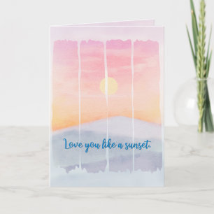 Sunset Watercolor Romantic Thinking of You Card