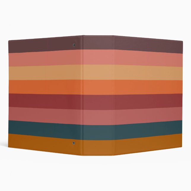  Sunset Watercolor Stripes 3 Ring Binder (Background)