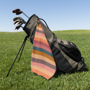 Sunset Watercolor Stripes Golf Towel