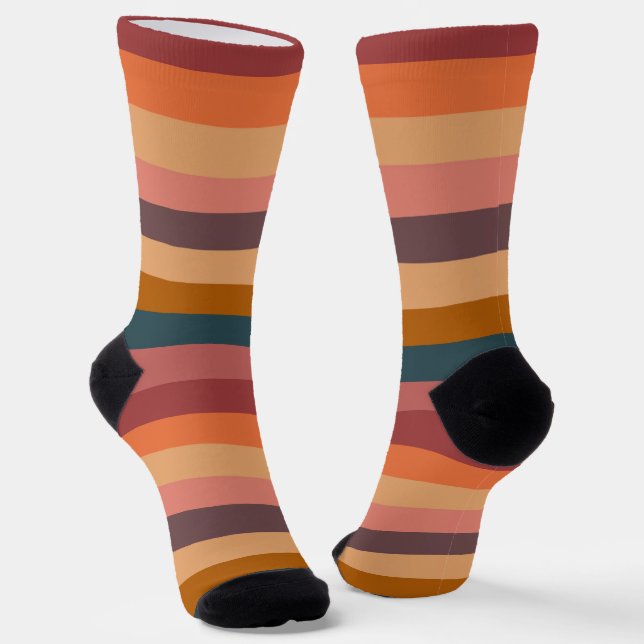  Sunset Watercolor Stripes  Socks (Angled)