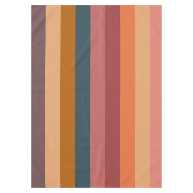  Sunset Watercolor Stripes  Tablecloth (Front)