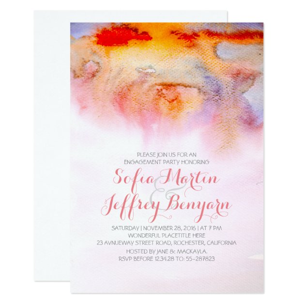 Sunset Watercolors Engagement Party Invitation