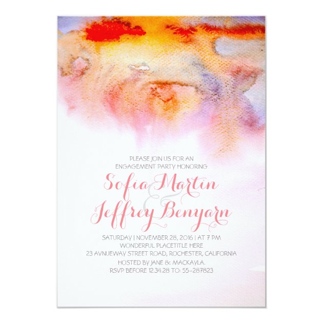 Sunset Watercolors Engagement Party Invitation