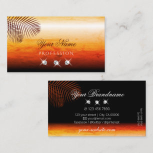Sunset Watercolors Palm Leaves Diamonds Stylish Business Card