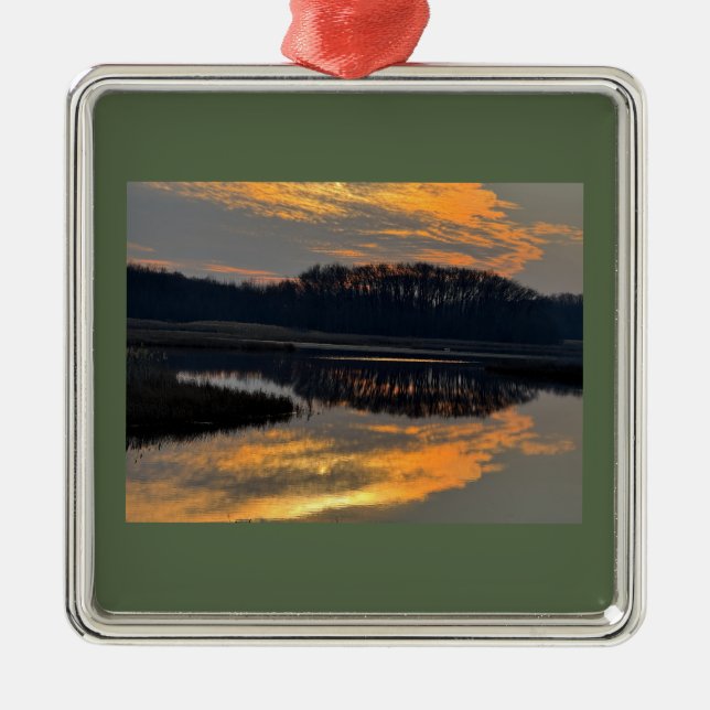 Sunset Waterscape Reflection Ornament  (Front)