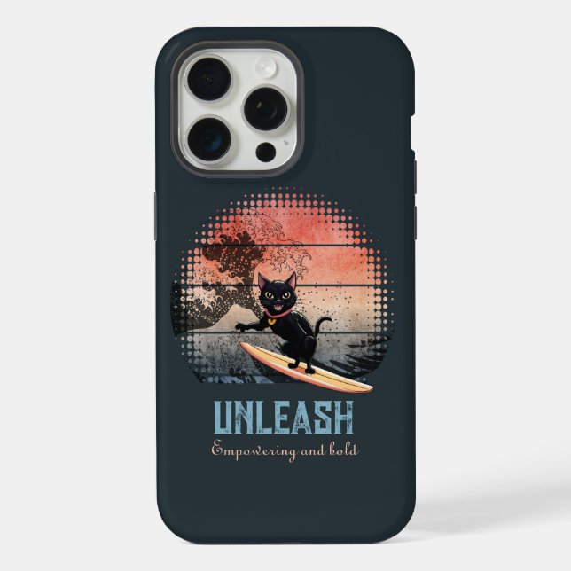 Sunset Wave-Riding Cat Iphone Case (Back)
