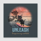 Sunset Wave-Riding Cat magnetic card (Front)