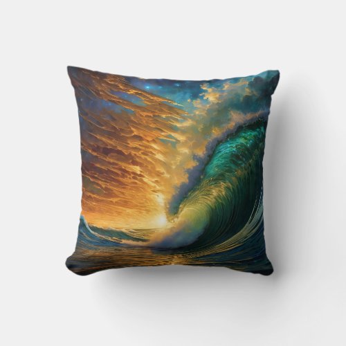 Sunset wave throw pillow