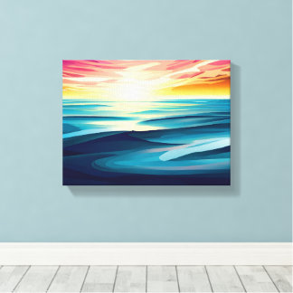 Sunset Waves colorful abstract art print