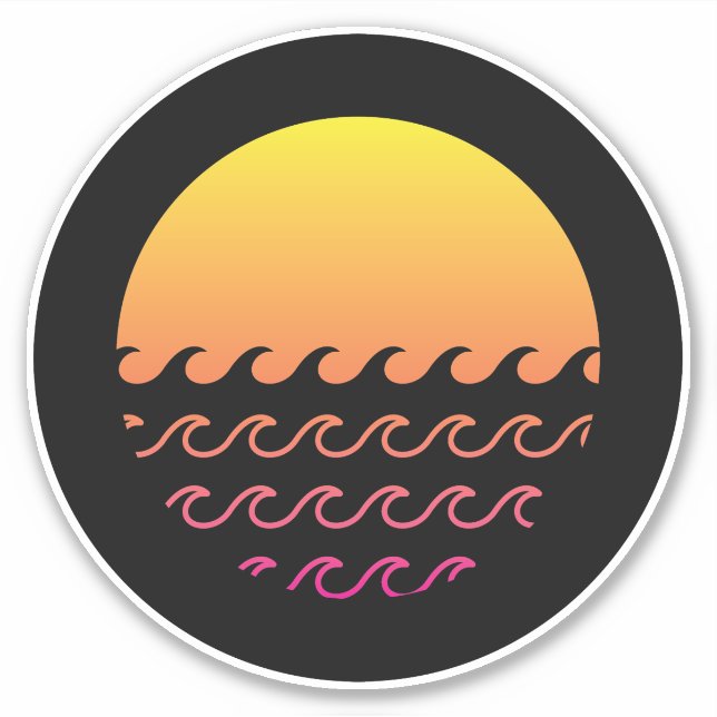 Sunset Waves Sticker (Front)