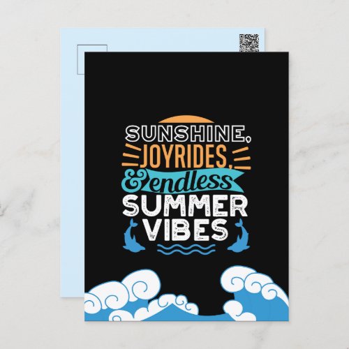 Sunset Waves  Summer Adventures _ Cool Summer Postcard