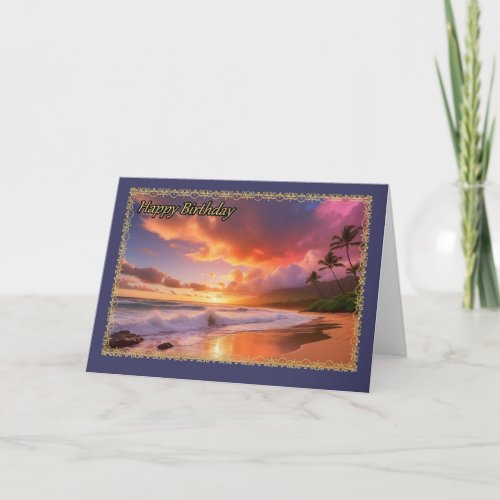 Sunset Waves Womans Birthday Card