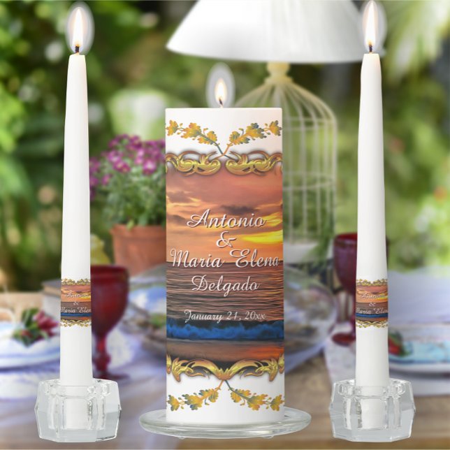 Sunset Wedding Anniversary 1577 Unity Candle Set (Creator Uploaded)