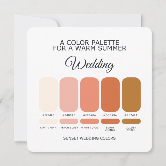 Sunset Wedding Color Palette Card (Front)