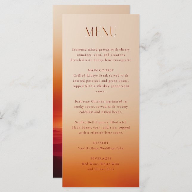 Sunset wedding menu (Front/Back)