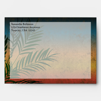 Sunset Wedding Palm Branch Envelopes