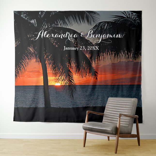 Sunset Wedding Photo Booth Backdrop Personalize (In Situ (Horizontal))