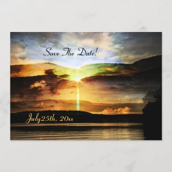 Sunset Wedding Save The Date Announcement by justbecauseiloveyou at Zazzle