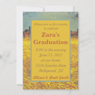 Sunset Wheat Fields Graduation Invitation