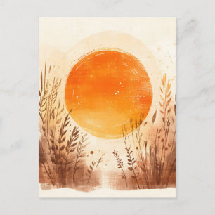 Sunset Wheat Grass Boho Sunrise Postcard