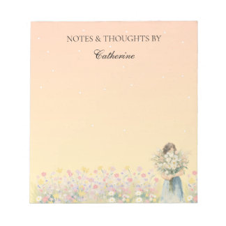 Sunset Wildflower Notepad/ Watercolor Floral Pad