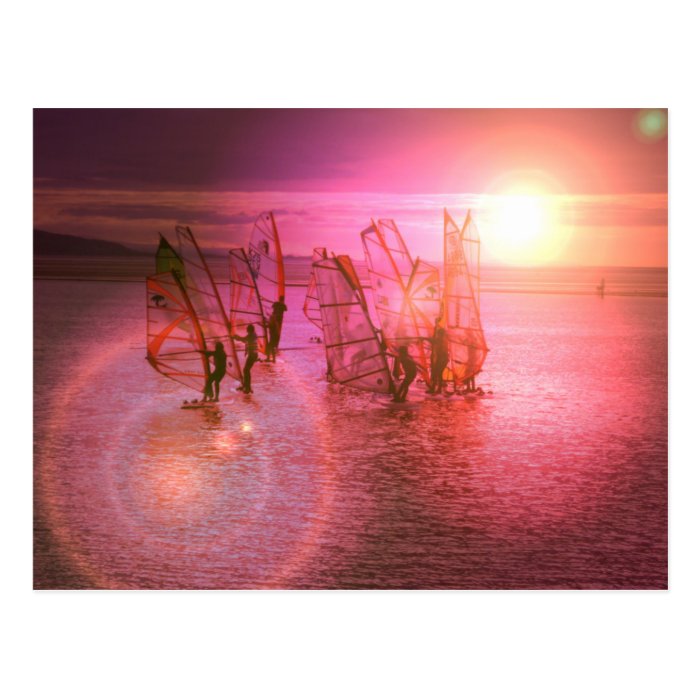 Sunset Windsurfing Postcard