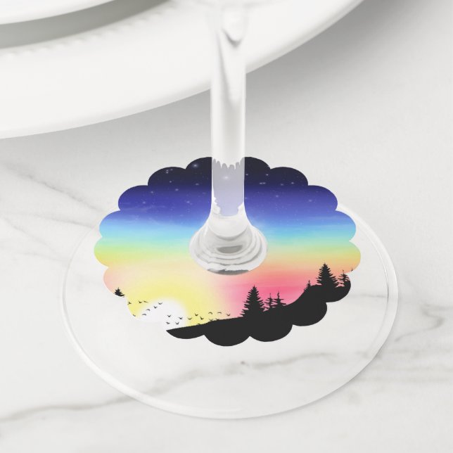 Sunset Wine Glass Tag (Close Up)