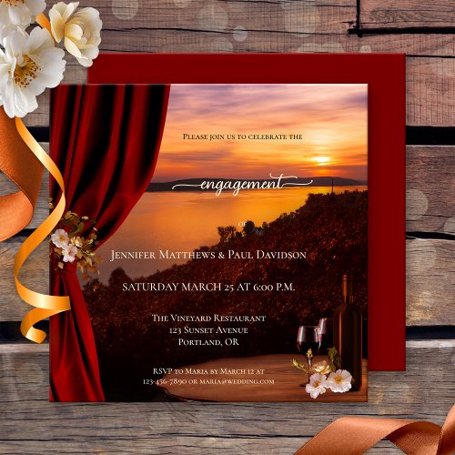 Sunset Winery or Vineyard Engagement Party Invitat Invitation