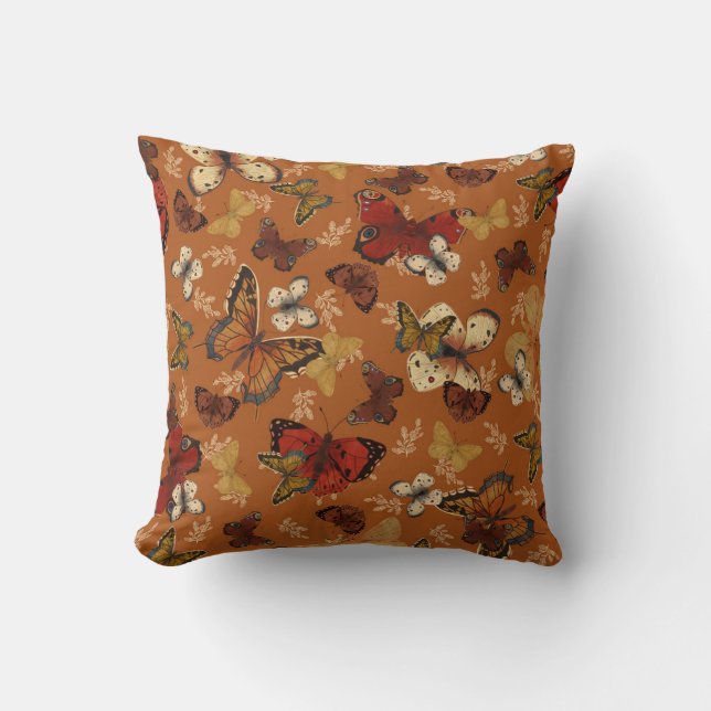 Sunset Wings Orange Butterfly Pattern  Throw Pillow (Front)