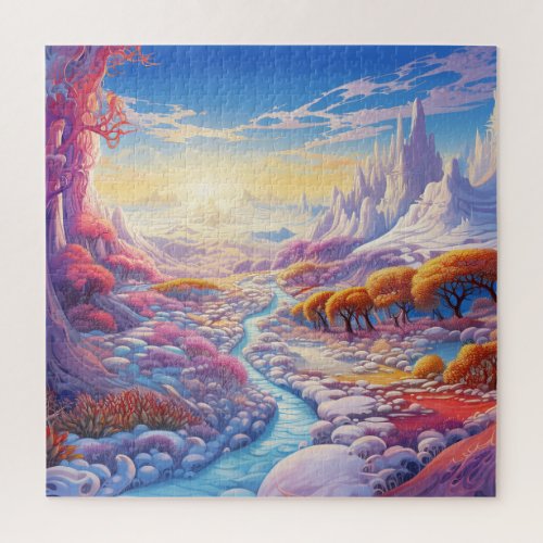 Sunset Winter Snow Nature Colorful Print Landscape Jigsaw Puzzle