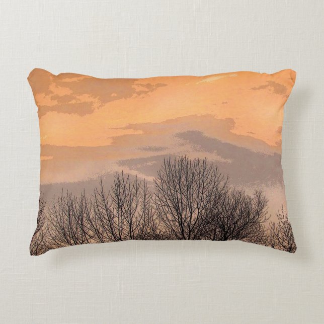 Sunset with Bare Trees Accent Pillow (Front)