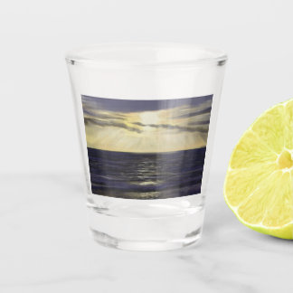 Sunset with beams shot glass