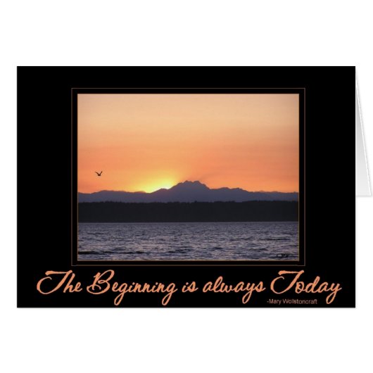 Sunset with bird -Beginning is Always Today Cards (Front Horizontal)