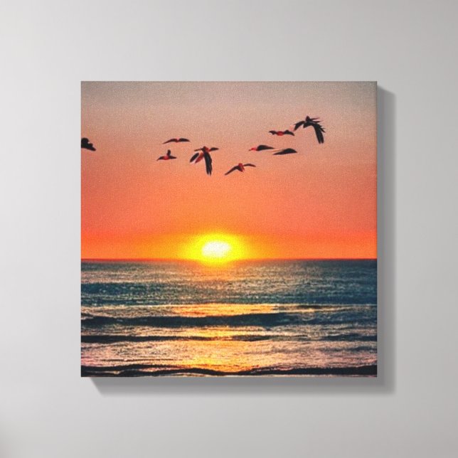 Sunset with Birds Canvas Print (Front)
