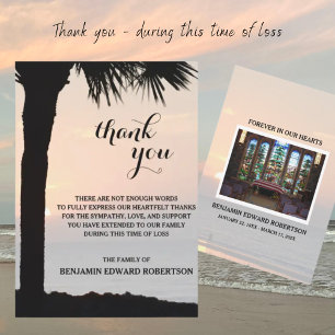 Sunset with Palm Tree Sympathy Thank You Card
