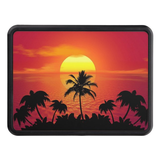 Sunset with Palm Trees Silhouette-16514 Hitch Cover (Front)