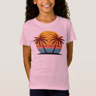 Sunset with Palm Trees Vector-98802 T-Shirt