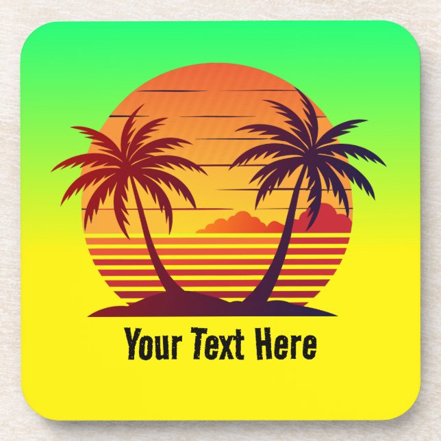 Sunset with Palm Trees Vector-98803 Beverage Coaster (Front)