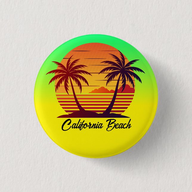 Sunset with Palm Trees Vector-98803 Button (Front)