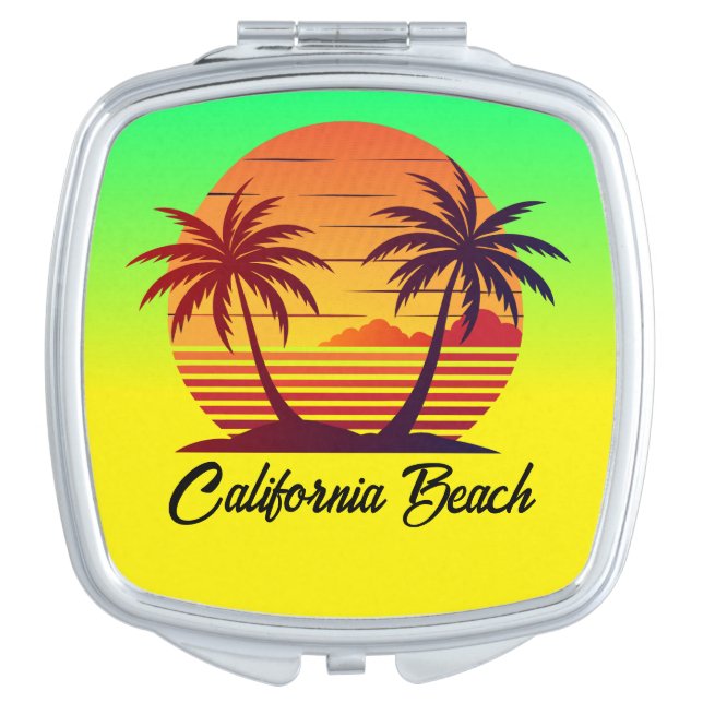 Sunset with Palm Trees Vector-98803 Compact Mirror (Front)