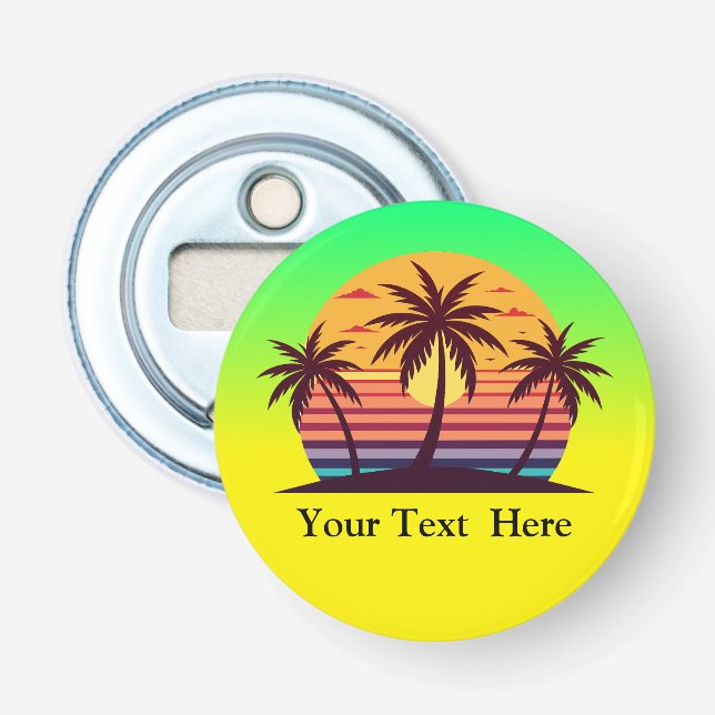 Sunset With Palm Trees Vector Bottle Opener (Front)