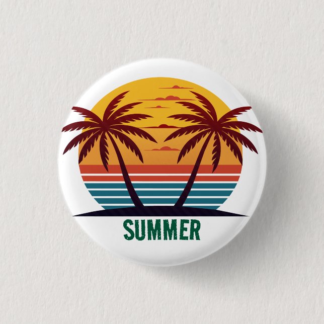 Sunset with Palm Trees Vector Button (Front)